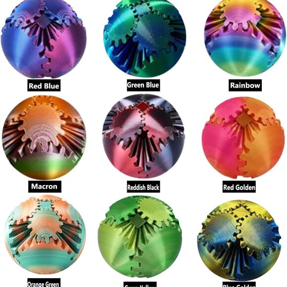 Sensory Toys 3D Printed Gear Ball Fidget Spinners Spin Ball(1 Set(Any Color)) - Picture 2 of 10